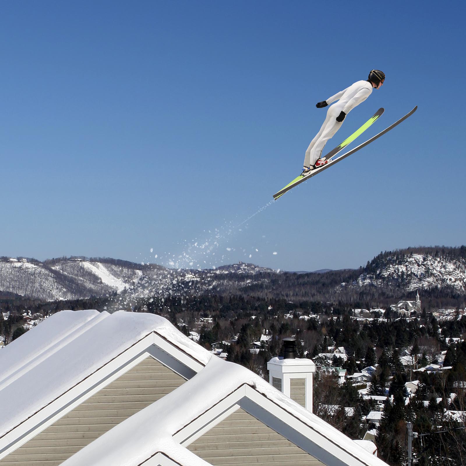 Skier jumping off house Thumbnail 1600px